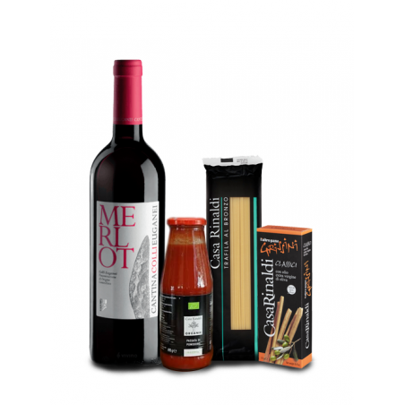 Pack Cena Italiana: Vino tinto + Passata di Pomodoro + Spaghetti + Grissini