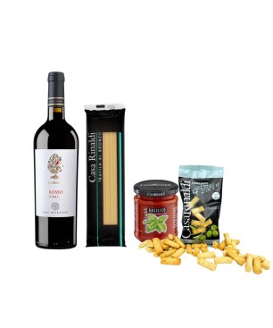 Pack Italia en Casa: Vino tinto + Linguine + Salsa Basilico + Grisparty