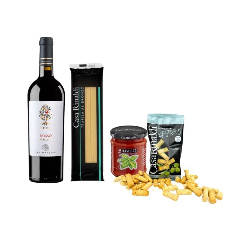 Pack Italia en Casa: Vino tinto + Linguine + Salsa Basilico + Grisparty